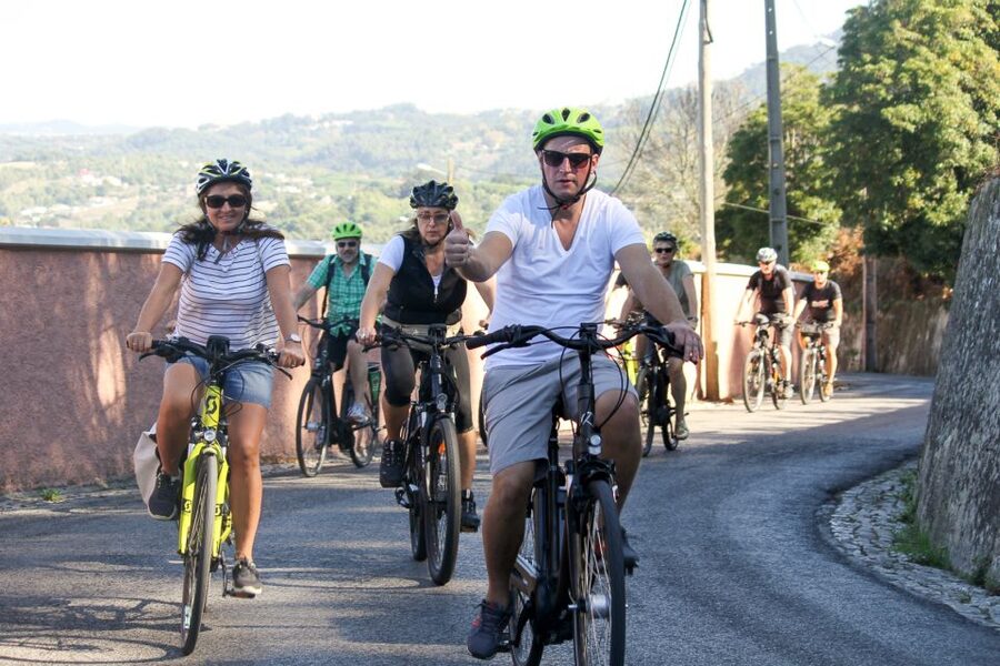 From Lisbon: Sintra to Cascais Full-Day Guided E-Bike Tour - Pena Palace from the road