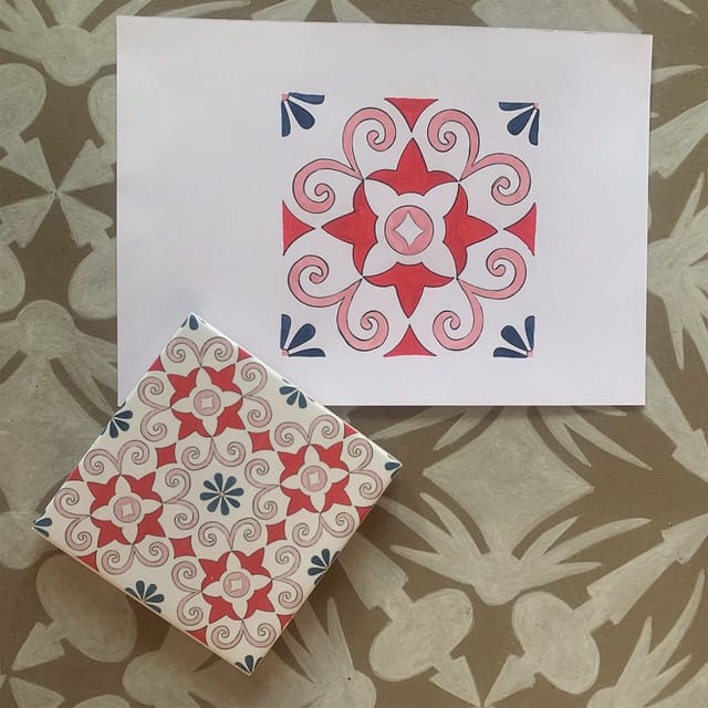 Lisbon: Azulejos' Design Create Your Own Tile Workshop - Painting the design with watercolor