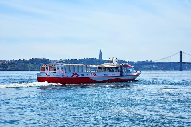 Lisbon Boat ride on Tagus river - Passing beneath the 25 de Abril Bridge