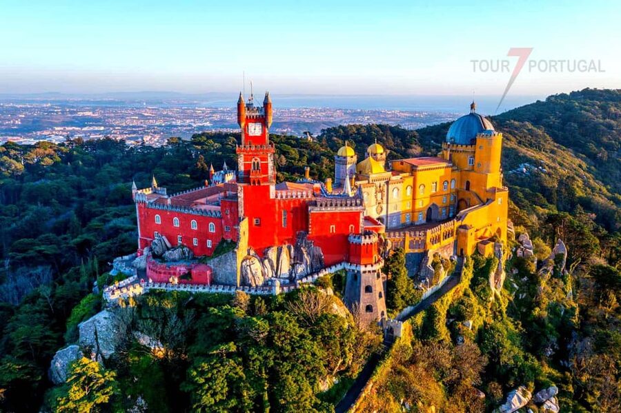 Lisbon: Pena Palace, Moorish Castle, Qta. Regaleira & Sintra - Pena Palace gardens and the famous hilltop palace
