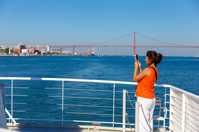 Lisbon River Boat Sightseeing Tour with a Drink - Looking across to Christ the King and Almada