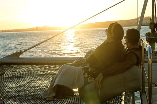 Lisbon : Sunset Catamaran Boat Tour with Music and Drinks - Belém Tower from the river