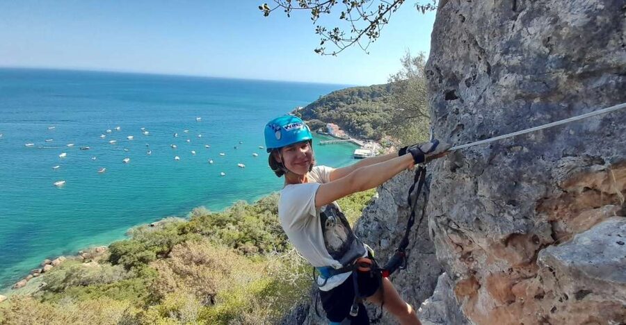Lisbon: Via Ferrata Setubal's Arrábida Natural Park - Getting onto the rock with Via Ferrata cables